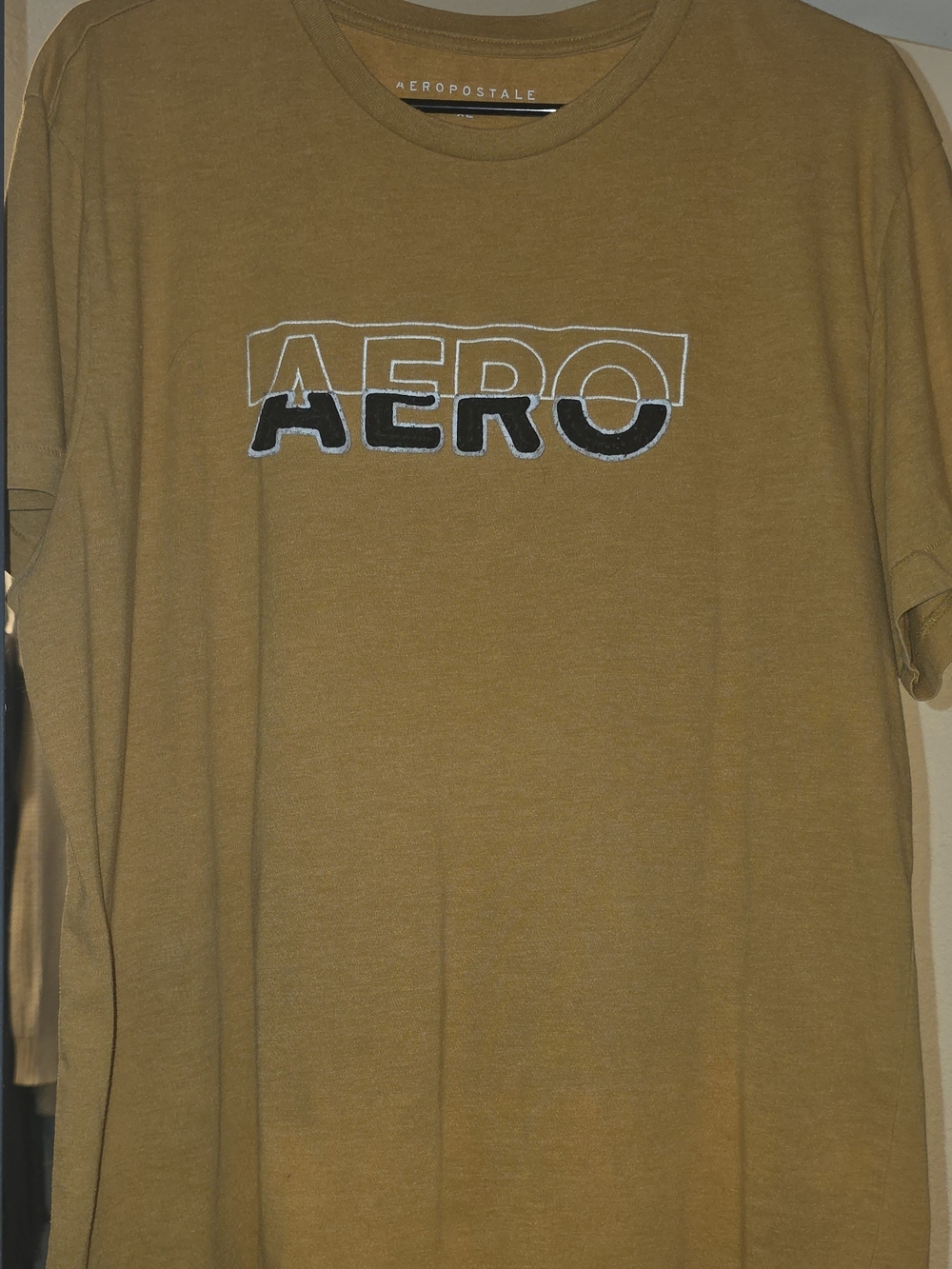 Aeropostale Mustard Yellow Crewneck T-Shirt with AERO Logo